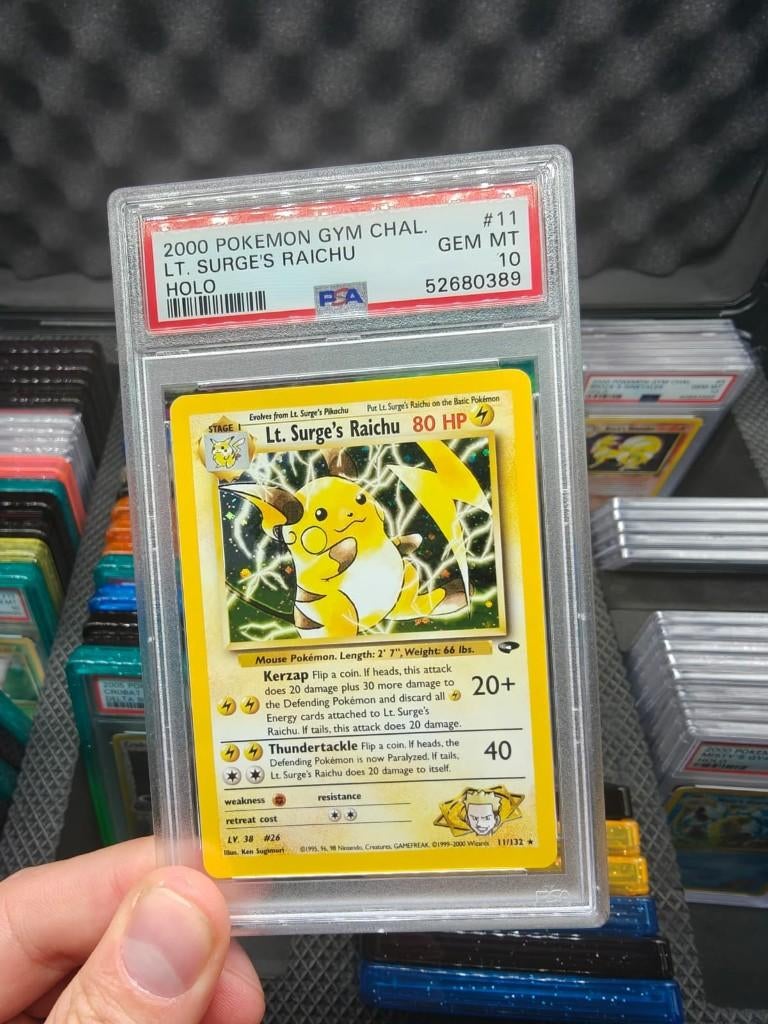 Pokemon Gym Challenge Lt Surge's Raichu Holo PSA 10, Hobby en Vrije tijd, Verzamelkaartspellen | Pokémon, Ophalen of Verzenden