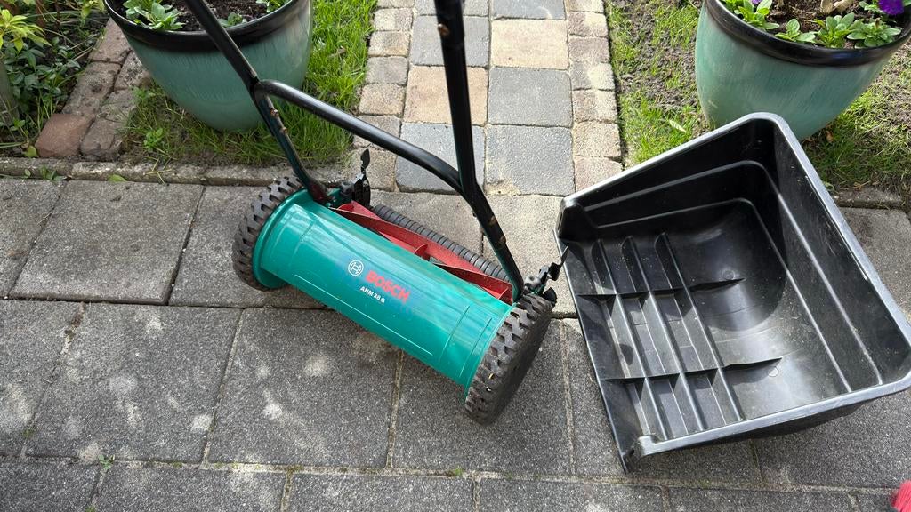 Bosch AHM 38 G handgrasmaaier, Tuin en Terras, Ophalen, Gebruikt, Handgrasmaaier, Opvangbak