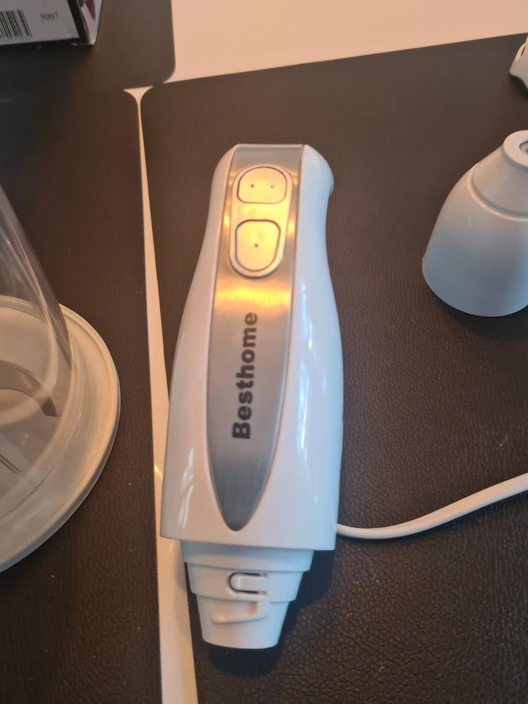 Besthome Staafmixer Set - Wit met Garde en Hakmolen, 1 tot 2 liter, Ophalen of Verzenden, Gebruikt, 2 snelheden