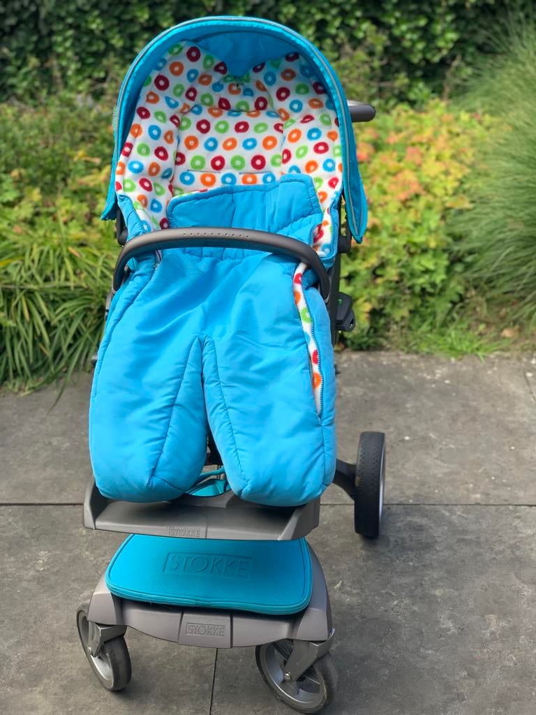 11. Kinderwagen, Stokke Xplory in azuur-/turquoise blauw, Ophalen, Zo goed als nieuw, Combiwagen, Overige merken