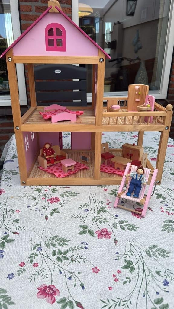 poppenhuis met toebehoren, Kinderen en Baby's, Speelgoed | Poppenhuizen, Ophalen, Gebruikt, Poppenhuis