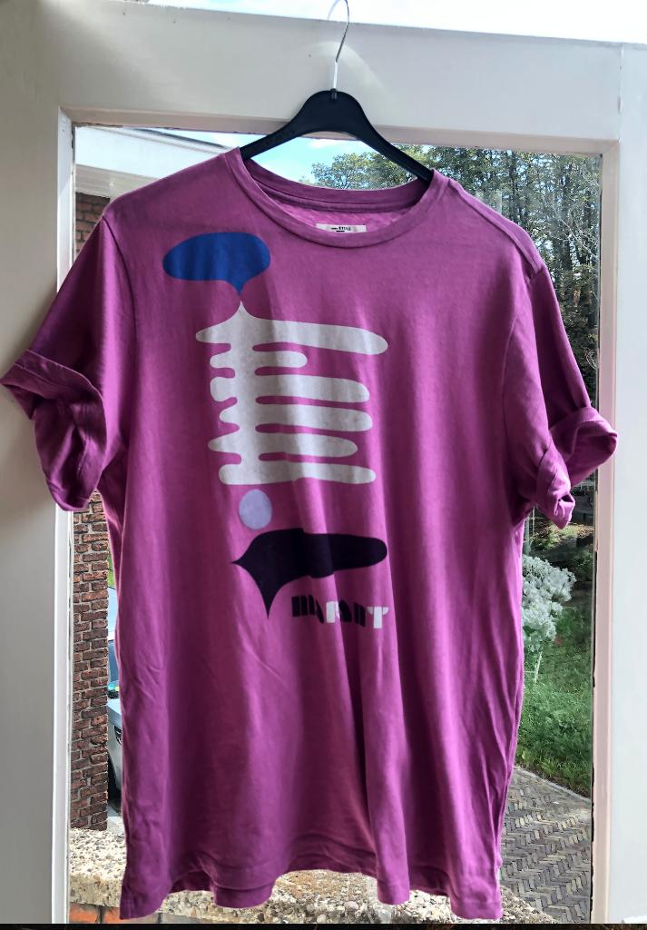 Isabel Marant Etoile leuk zomers T-shirt graphic mt L als M, Kleding | Dames, T-shirts, Verzenden, Korte mouw, Roze, Gedragen