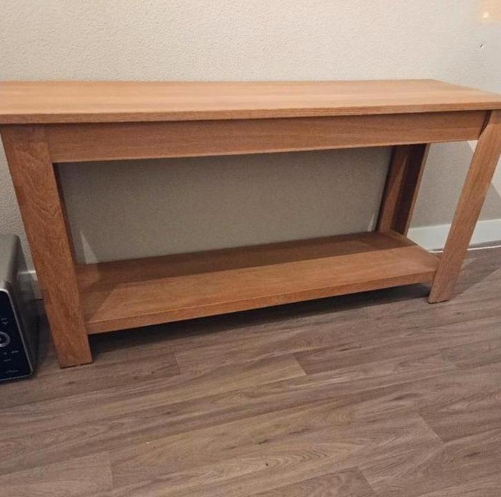 Eikenhouten consoletafel / sidetable met plank, Huis en Inrichting, Tafels | Sidetables, Zo goed als nieuw, 50 tot 75 cm, 150 tot 200 cm