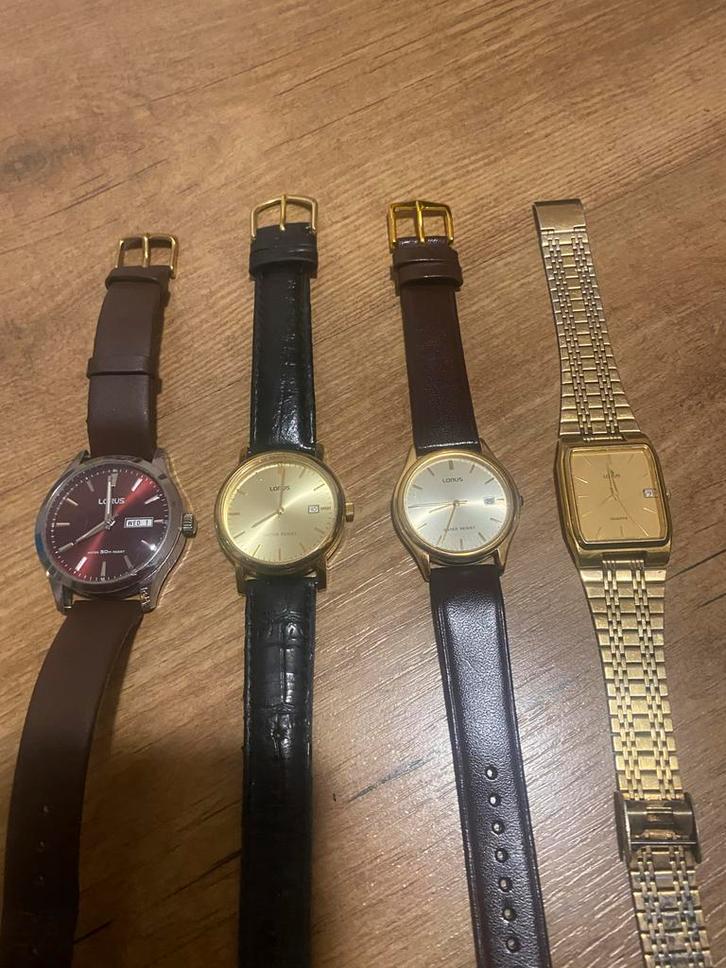 Vier Lorus herenhorloges - Set, Sieraden, Tassen en Uiterlijk, Horloges | Heren, Gebruikt, Polshorloge, Overige merken, Staal