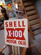 Emaille reclamebord Shell X100 Motor Olie., Verzamelen, Merken en Reclamevoorwerpen, Reclamebord, Gebruikt, Ophalen of Verzenden