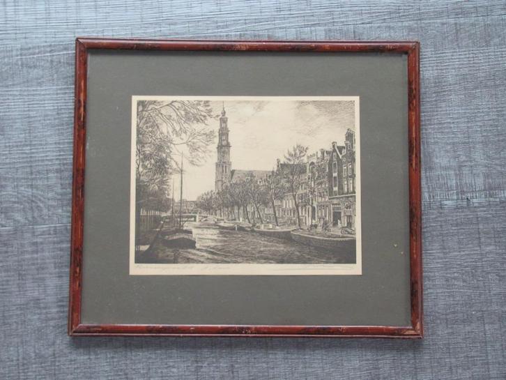 Amsterdam - Prinsengracht, Antiek en Kunst, Kunst | Etsen en Gravures, Ophalen of Verzenden