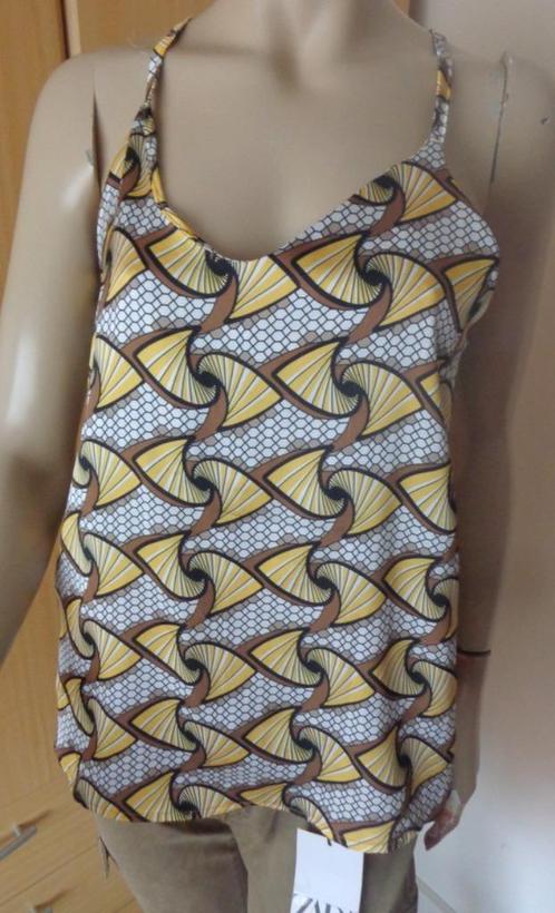 New Collection Italy retro print tanktop top maat S/M, Kleding | Dames, Tops, Gedragen, Maat 36 (S), Overige kleuren, Zonder mouw
