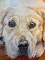 Ingelijste aquarel van een Golden Retriever, Ophalen of Verzenden