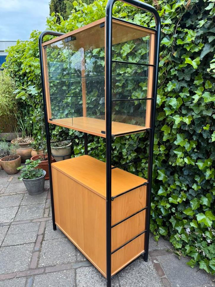 Vintage IKEA NIKLAS wandmeubel vitrinekast Jaren 80, Huis en Inrichting, Kasten | Vitrinekasten, Gebruikt, 150 tot 200 cm, 50 tot 100 cm
