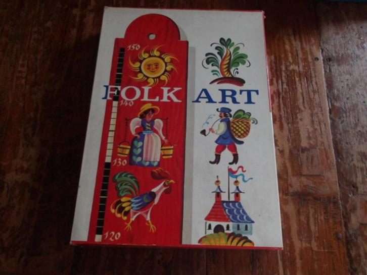 Piet Marrée. Volkskunst  vintage Talens Houten Meetlat., Hobby en Vrije tijd, Schilderen, Gebruikt, Overige typen, Ophalen of Verzenden