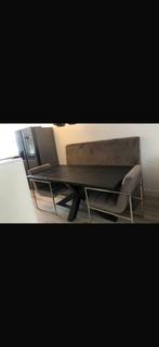 Eettafel met Bank & Stoelen, Ophalen, 150 tot 200 cm, Zo goed als nieuw, Metaal