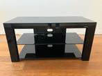 Zwarte Norstone TV Meubel met Glazen Planken, Ophalen, 50 tot 100 cm, Minder dan 100 cm, 25 tot 50 cm