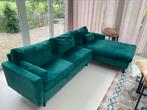 Groene velvet hoekbank, Huis en Inrichting, Banken | Complete zithoeken, Ophalen, Gebruikt