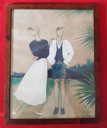 ontwerp tekening aquarel Scapa Mode Pablo Piatti  beschikbaar voor biedingen