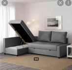 Ikea hoek slaapbank Friheten met opbergruimte, Huis en Inrichting, Gebruikt, Tweepersoons, Grijs, 140 cm