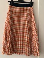 Modström Rok XS Geruite Print midi lengte lang oranje band, Kleding | Dames, Jurken, Verzenden, Oranje, Zo goed als nieuw, Knielengte