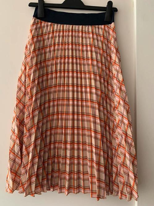 Modström Rok XS Geruite Print midi lengte lang oranje band, Kleding | Dames, Jurken, Zo goed als nieuw, Maat 34 (XS) of kleiner