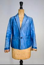 Vintage leren jasje, Maat 38/40 (M), Blauw, Onbekend, Ophalen of Verzenden