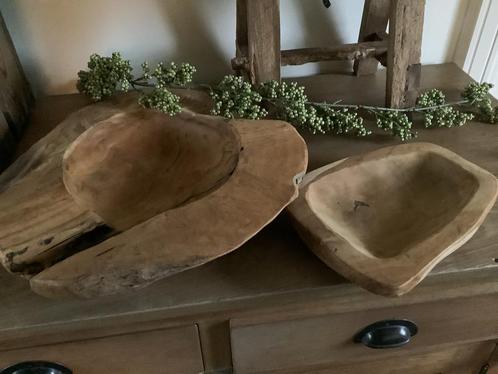 NIEUW stoere teak houten schaal schalen, Huis en Inrichting, Woonaccessoires | Schalen en Manden, Nieuw, Hout, Ophalen of Verzenden
