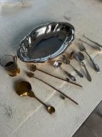 Verzameling verzilverd bestek op schaal, Antiek en Kunst, Antiek | Goud en Zilver, Ophalen of Verzenden, Zilver