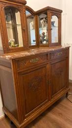 Antieke kast met marmer en facetglas, Ophalen