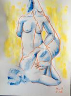 Acryl schilderij naar naakt model, Antiek en Kunst, Ophalen of Verzenden