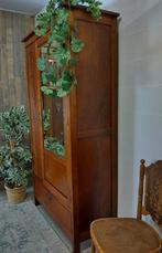 Art-deco vintage spiegelkast kledingkast servieskast, Eikenhout, 100 tot 150 cm, Vintage art-deco antiek, Ophalen of Verzenden