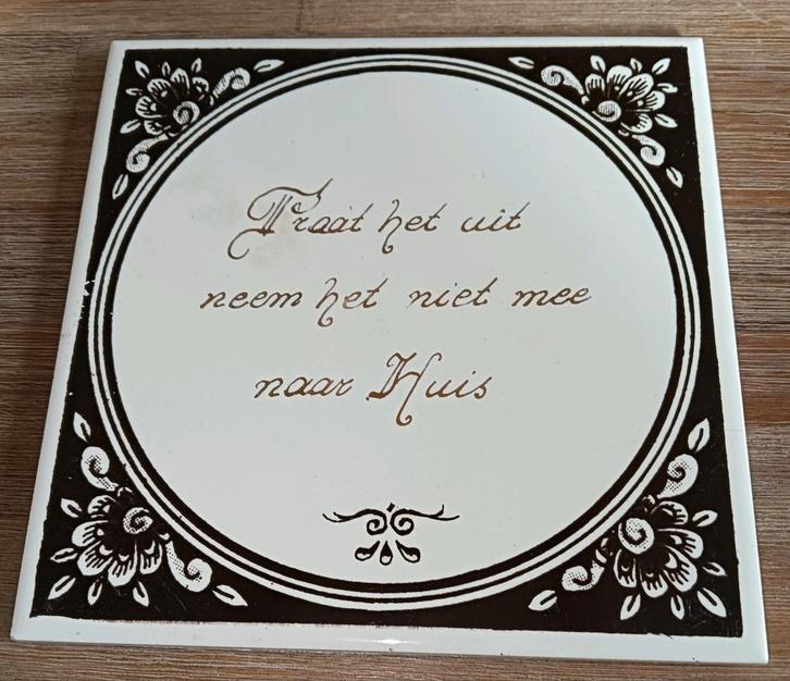 Vintage Spreuken Tegel - 'Praat het uit', Antiek en Kunst, Antiek | Wandborden en Tegels, Ophalen of Verzenden