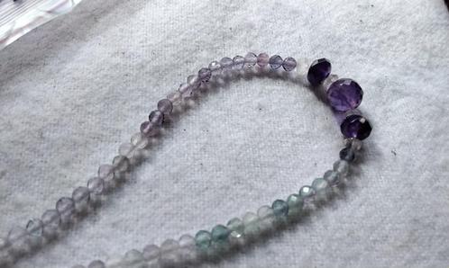 Stralende Ketting Gefacetteerde Fluoriet Amethist Zilver 925, Sieraden, Tassen en Uiterlijk, Kettingen, Nieuw, Steen of Mineraal