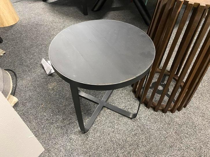 Zwart mangohouten bijzettafel - 50 cm, Huis en Inrichting, Tafels | Bijzettafels, Nieuw, Rond, Minder dan 45 cm, Minder dan 55 cm