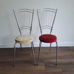 Set van 2 vintage chromen stoelen met kussens, Huis en Inrichting, Stoelen, Ophalen, Twee