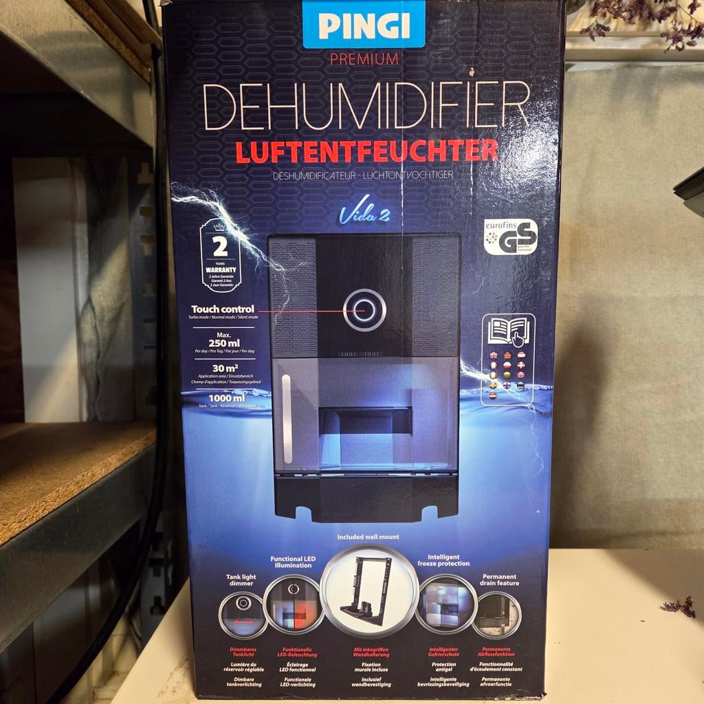 Luchtontvochtiger Pingi - Zo goed als nieuw - 1000ml, 30m², Witgoed en Apparatuur, Luchtbehandelingsapparatuur, Zo goed als nieuw