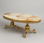 Antieke marmeren salontafel met goudkleurig onderstel, Ophalen of Verzenden