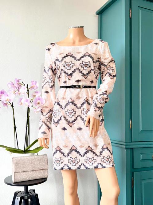 CUBUS jurk maat 40 - pailletten - roze - beige, Kleding | Dames, Jurken, Zo goed als nieuw, Maat 38/40 (M), Roze, Boven de knie