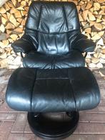 Mooie Stressless fauteuil met voetenbank, Ophalen, Gebruikt, Leer, 75 tot 100 cm