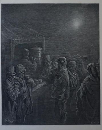 Gustave Doré De koffiestal houtgravure 1872 beschikbaar voor biedingen