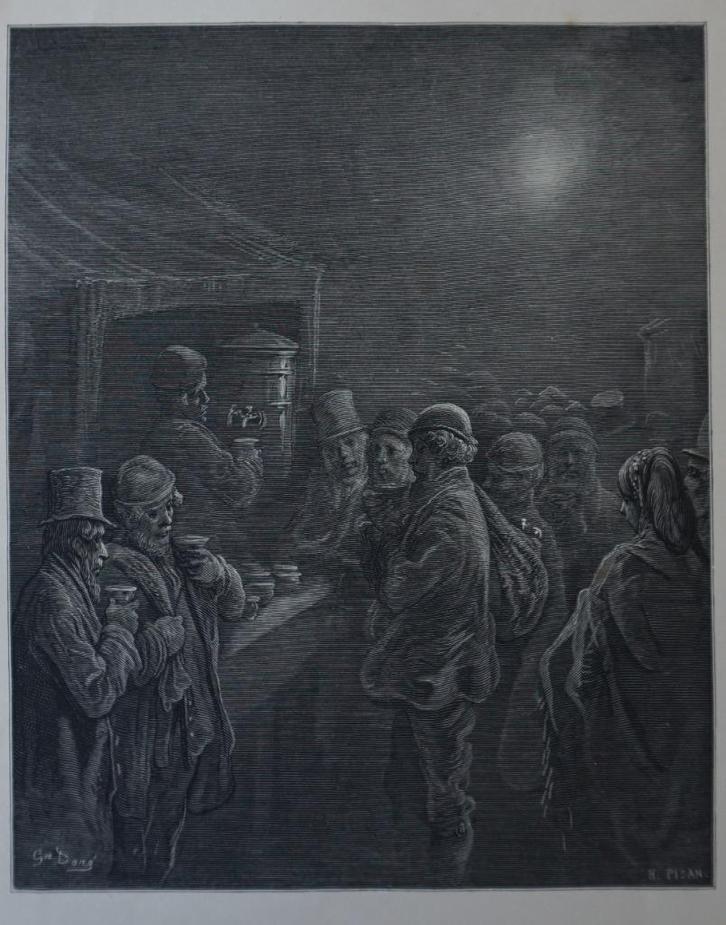 Gustave Doré De koffiestal houtgravure 1872, Antiek en Kunst, Kunst | Etsen en Gravures, Ophalen of Verzenden