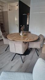 Mangohouten Eettafel Visgraat 130cm, Huis en Inrichting, Tafels | Eettafels, Ophalen, Gebruikt, Rond, Metaal