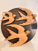 Mid century vintage kunstwerk, handgesneden houten vogels, Antiek en Kunst, Ophalen of Verzenden