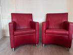 Leolux Dolcinea – 2x design leren fauteuil – rood, Huis en Inrichting, Fauteuils, Ophalen of Verzenden, Zo goed als nieuw, 50 tot 75 cm