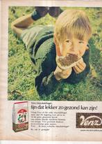 Retro reclame 1965 Venz hagelslag jongetje in 't gras, Ophalen of Verzenden, Huis en Inrichting