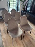 Velours beige eetkamerstoelen van Kick, 6 stuks, Ophalen, Gebruikt, Overige kleuren, Hotel chique