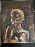 Schilderij vrouw portret brons tinten - stephanie v benthem, Ophalen of Verzenden