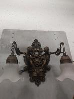 Grote antieke bronzen cupido engelen wandlamp in goede staat, Ophalen of Verzenden