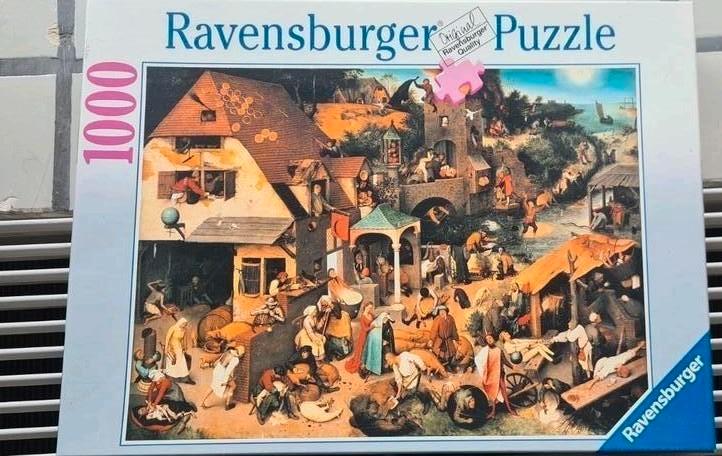 Ravensburger Puzzel - Brueghel - De Spreekwoorden, Hobby en Vrije tijd, Denksport en Puzzels, Gebruikt, Legpuzzel, 500 t/m 1500 stukjes
