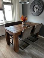 Steigerhouten Tafelset: Tafel, Stoelen & Bank, Huis en Inrichting, Ophalen, Gebruikt, 100 tot 150 cm, 150 tot 200 cm