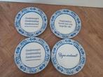 Delftsblauwe spreuken ontbijtbordjes, Huis en Inrichting, Keuken | Servies, Ophalen of Verzenden, Zo goed als nieuw, Overige stijlen