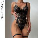 Sexy luxe dameslingerieset, Touchhart, Verzenden, Zwart, Setje