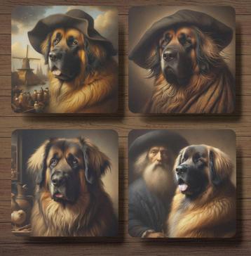 Leonberger Rembrandt stijl onderzetters met houder beschikbaar voor biedingen