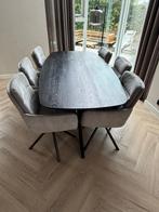 Zwarte ovale eettafel., Ophalen, Gebruikt, 100 tot 150 cm, 200 cm of meer